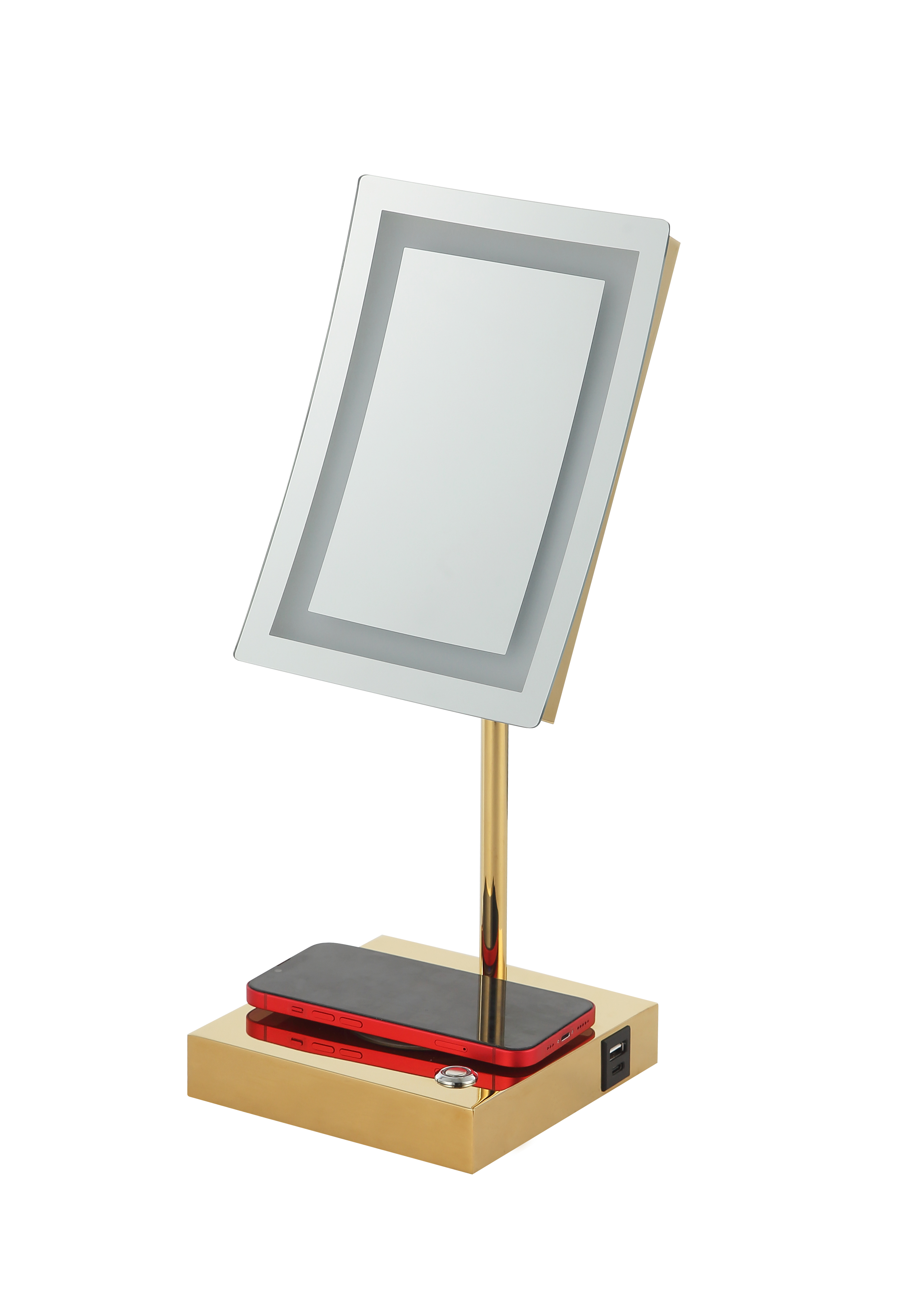 SADHANA Wireless Charging LED Tabletop Mirror in Gold finish