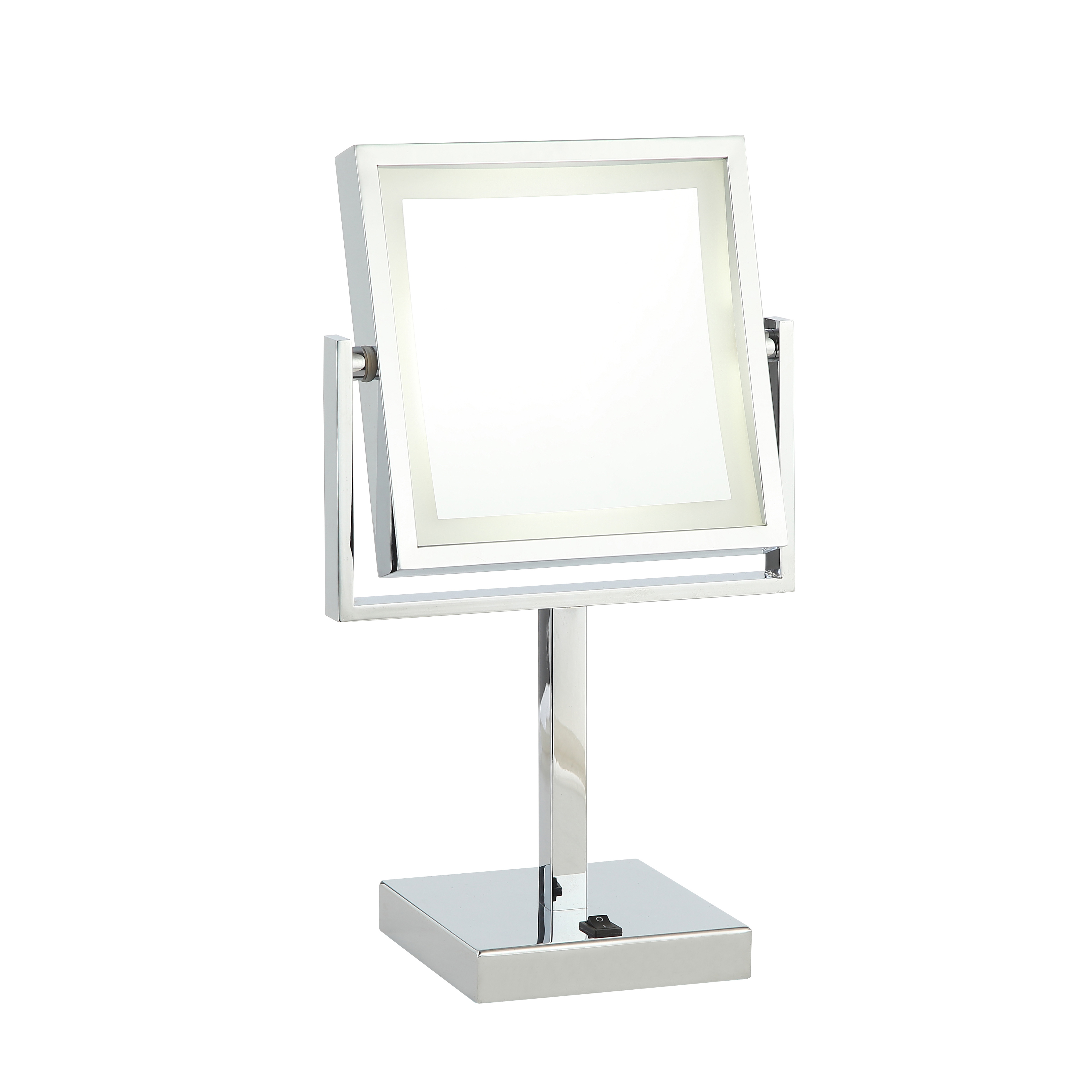 SADHANA square LED tabletop makeup mirror in chrome finish