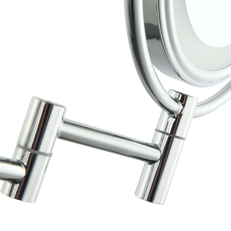 Chrome finish on hotel makeup mirror