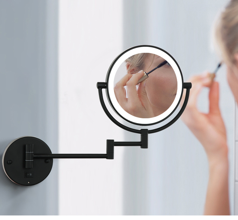 Matte black hotel makeup mirror