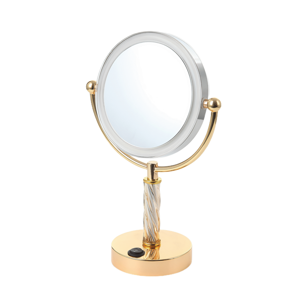 Golden Wheel LED Tabletop Mirror