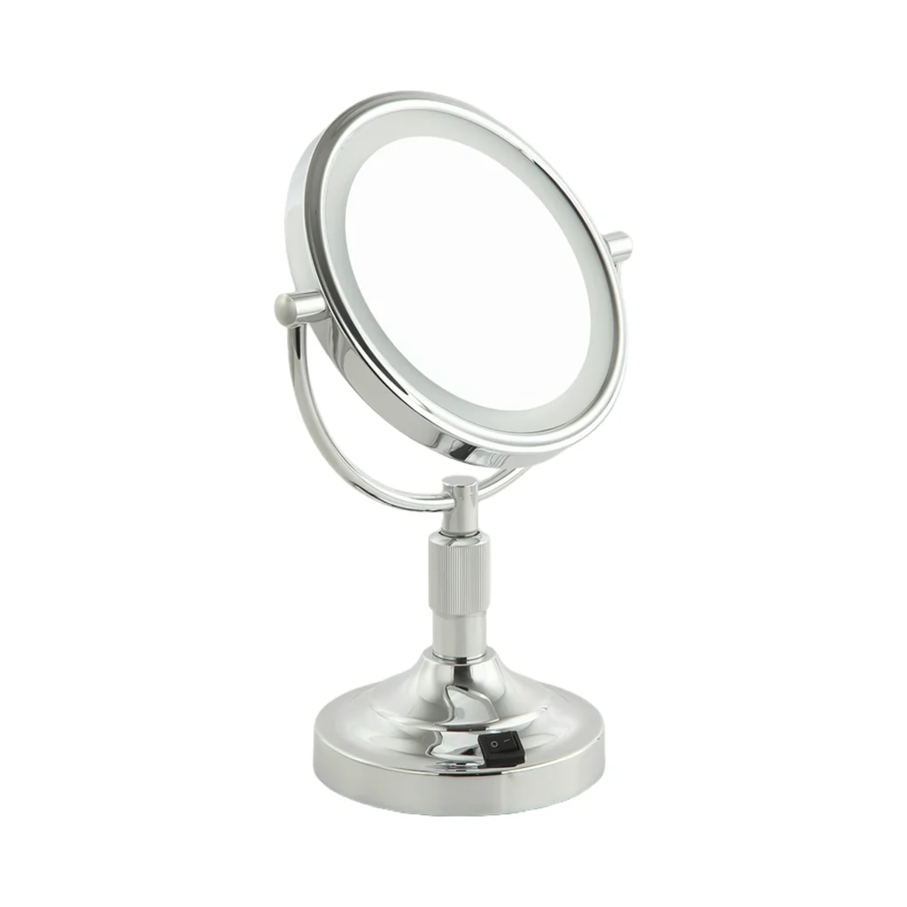 Extendable LED Tabletop Mirror — Ribbed Stem