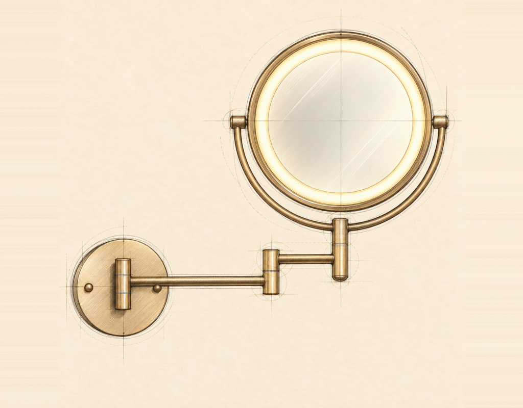 Technical study of an LED wall mounted makeup mirror