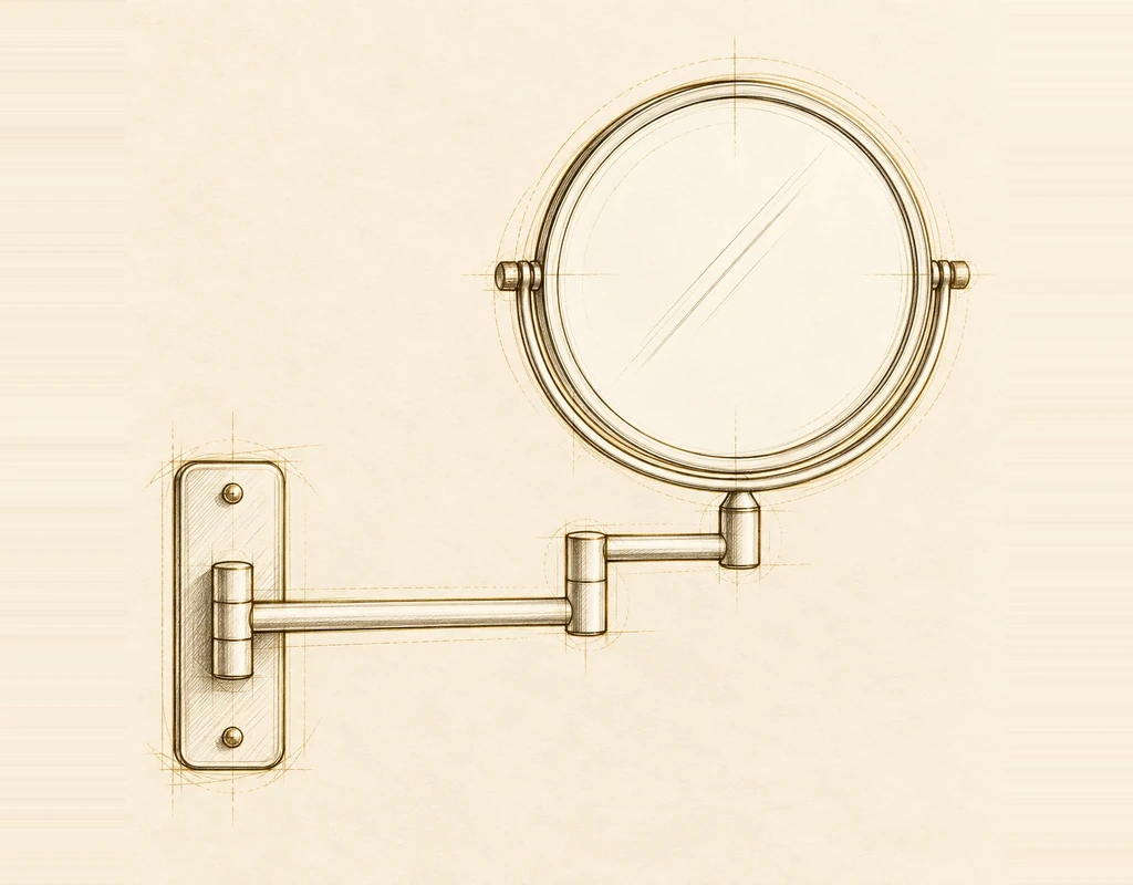 Technical study of a non-lit wall mounted makeup mirror
